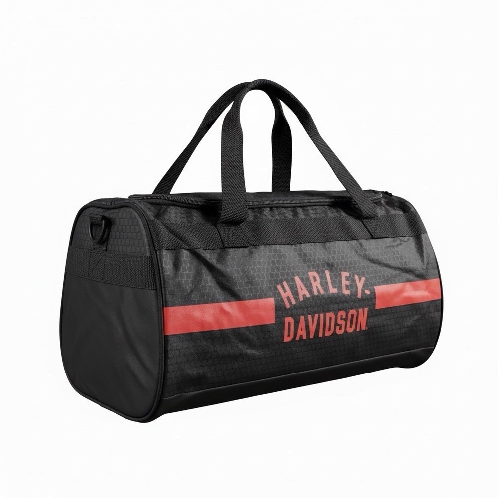 Harley-Davidson Rust Orange #1 Logo Sports Duffel Bag w/ Shoulder Strap Black